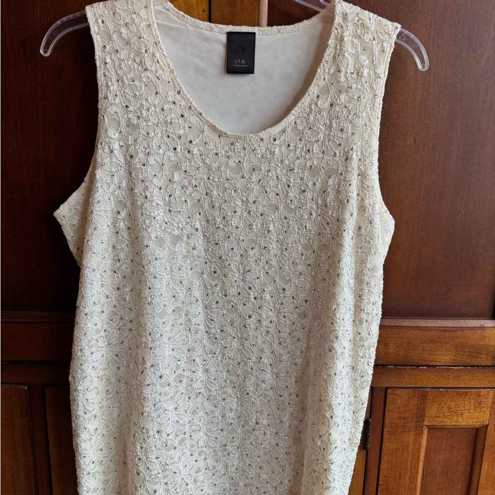 Sparkling Lace Cream lined Sleeveless Top